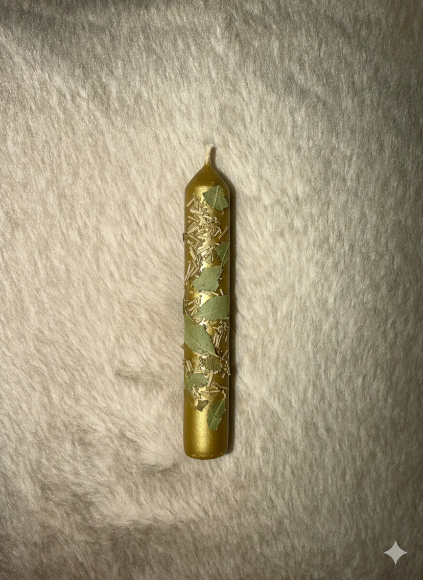 Reichtums-Booster: Goldene Ritualkerze zum Reichtumsfluch Glas