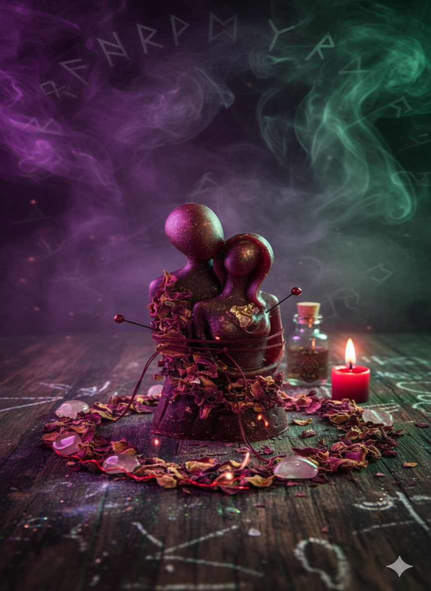 Premium Voodoo Puppe „Ewiges Band“ – Komplett-Set für Liebesrituale